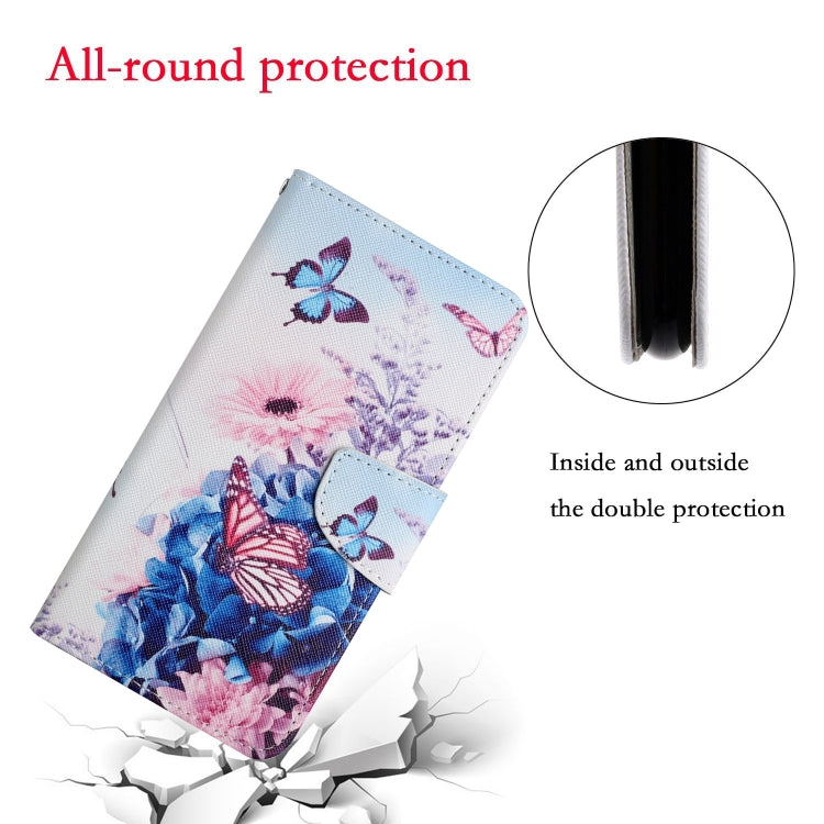 For Samsung Galaxy S24 5G Colored Drawing Pattern Leather Phone Case(Purple Butterfly)