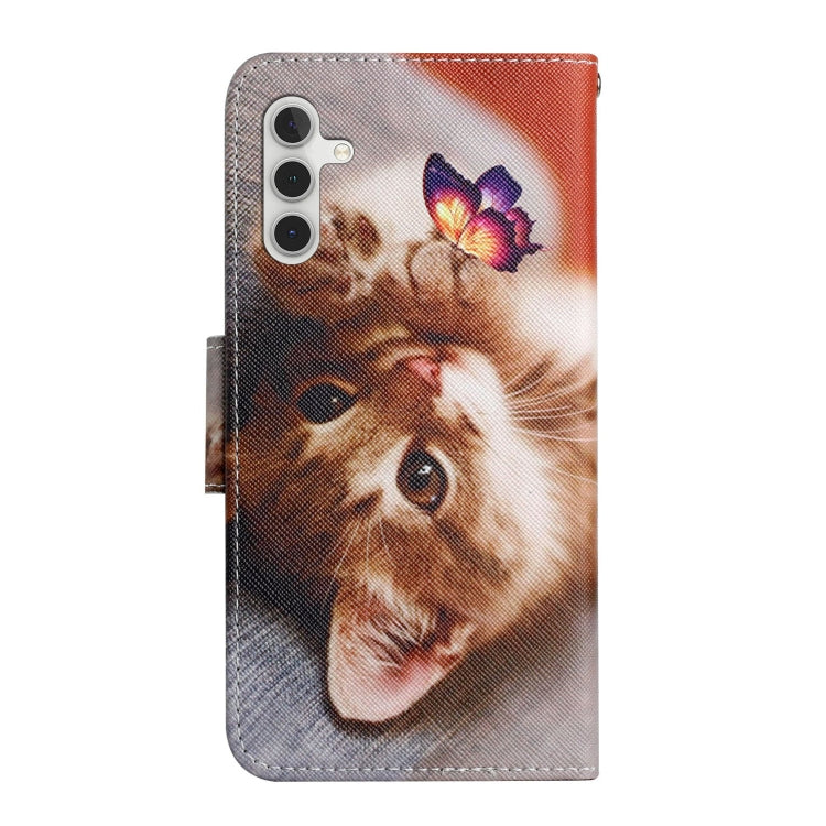 For Samsung Galaxy S24 5G Colored Drawing Pattern Leather Phone Case(Butterfly Cat)