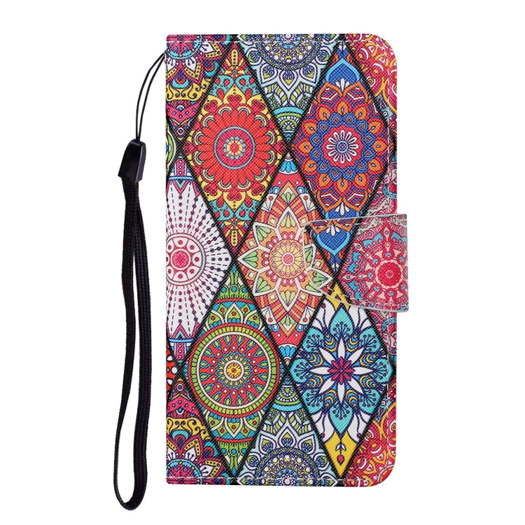 For Samsung Galaxy S24 5G Colored Drawing Pattern Leather Phone Case(Diamond Totem)