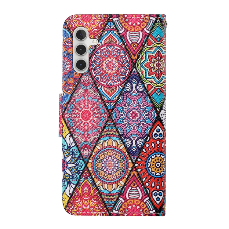 For Samsung Galaxy S24 5G Colored Drawing Pattern Leather Phone Case(Diamond Totem)