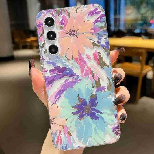For Samsung Galaxy S24 5G Electroplated Symphony Phone Case(Watercolor Flower)