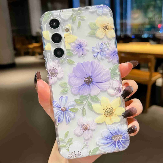 For Samsung Galaxy S24 5G Electroplated Symphony Phone Case(Green Grass Flower)