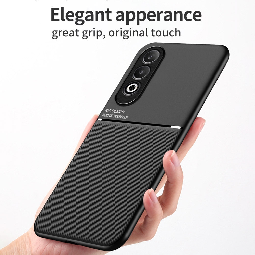 For OPPO K12 Classic Tilt Strip Grain Magnetic PC Hybrid TPU Phone Case(Black)