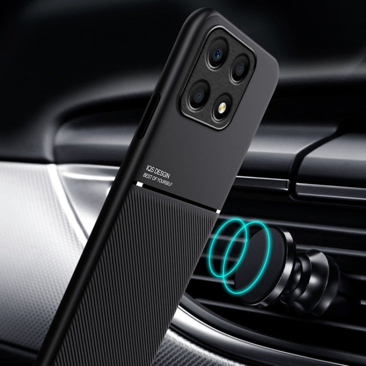 For Honor X8a Classic Tilt Strip Grain Magnetic Shockproof PC + TPU Phone Case(Black)