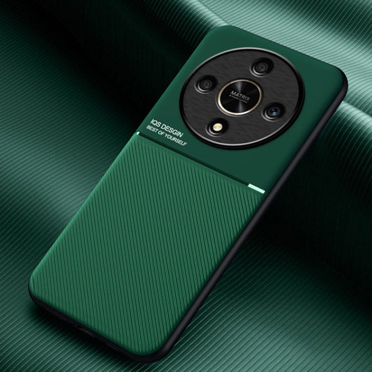 For Honor X9b Classic Tilt Strip Grain Magnetic Shockproof PC + TPU Phone Case(Green)