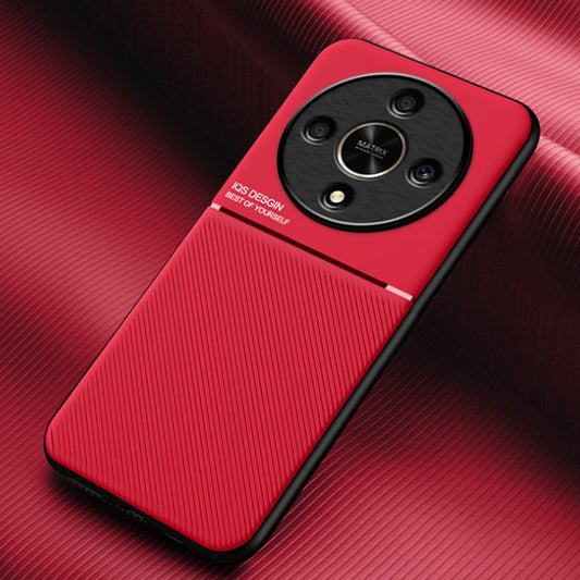 For Honor X9b Classic Tilt Strip Grain Magnetic Shockproof PC + TPU Phone Case(Red)