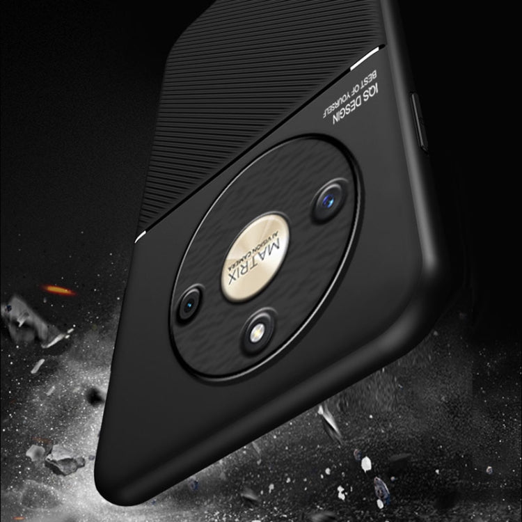 For Honor X50 Classic Tilt Strip Grain Magnetic Shockproof PC + TPU Phone Case(Black)