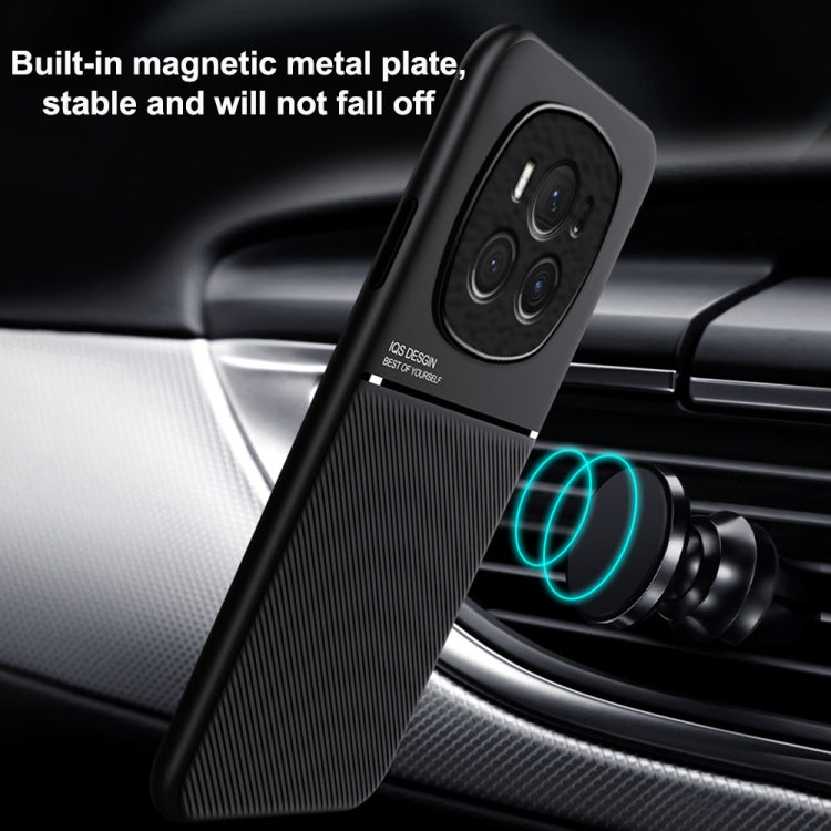 For Honor Magic6 Pro Classic Tilt Strip Grain Magnetic Shockproof PC + TPU Phone Case(Blue)