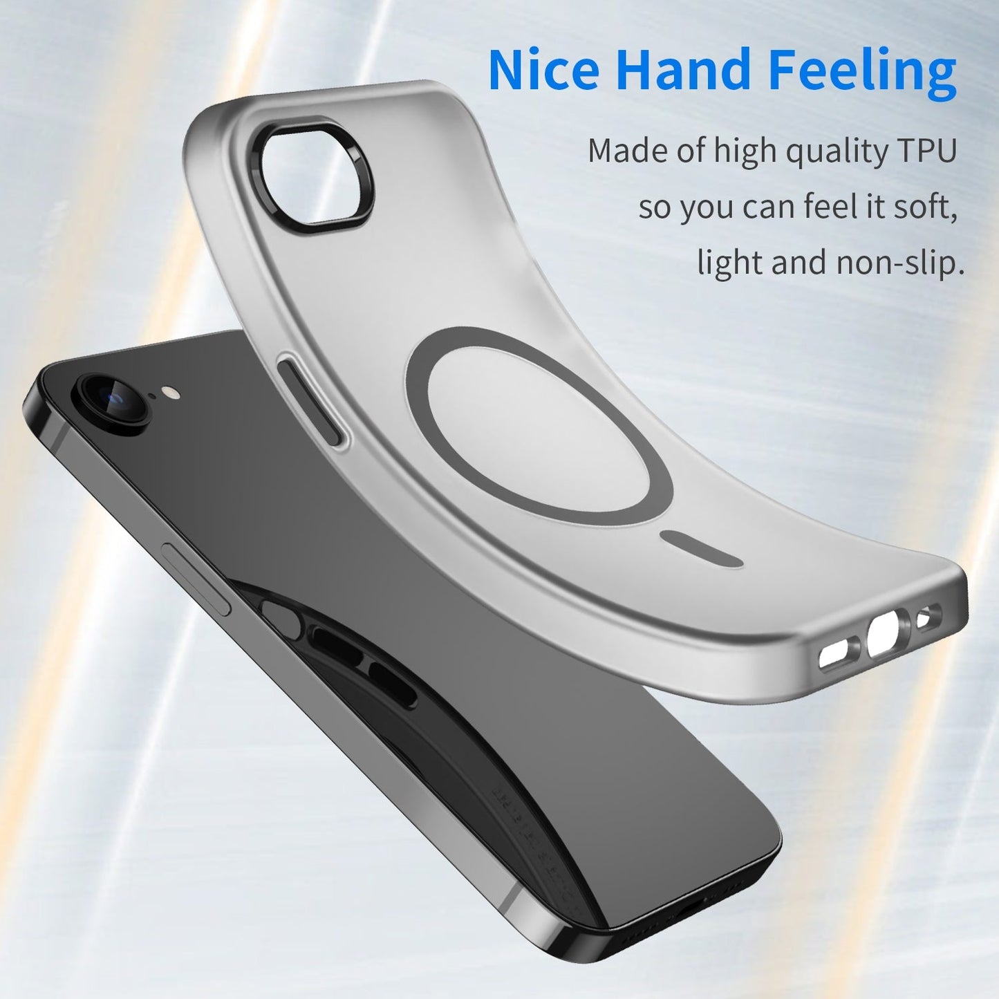 For iPhone 16e MagSafe Frosted Translucent TPU + PC Full Coverage Phone Case(Black)