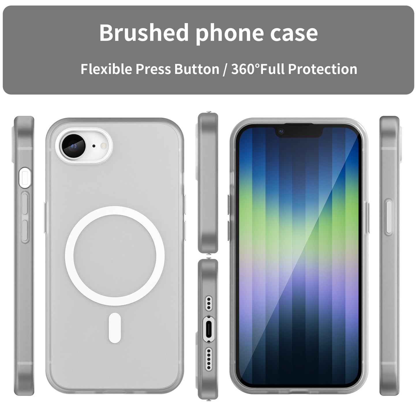 For iPhone 16e MagSafe Frosted Translucent TPU + PC Full Coverage Phone Case(White)