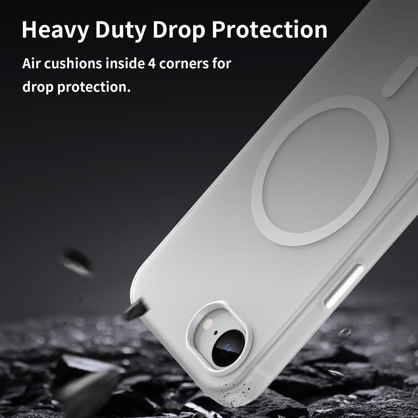 For iPhone 16e MagSafe Frosted Translucent TPU + PC Full Coverage Phone Case(White)