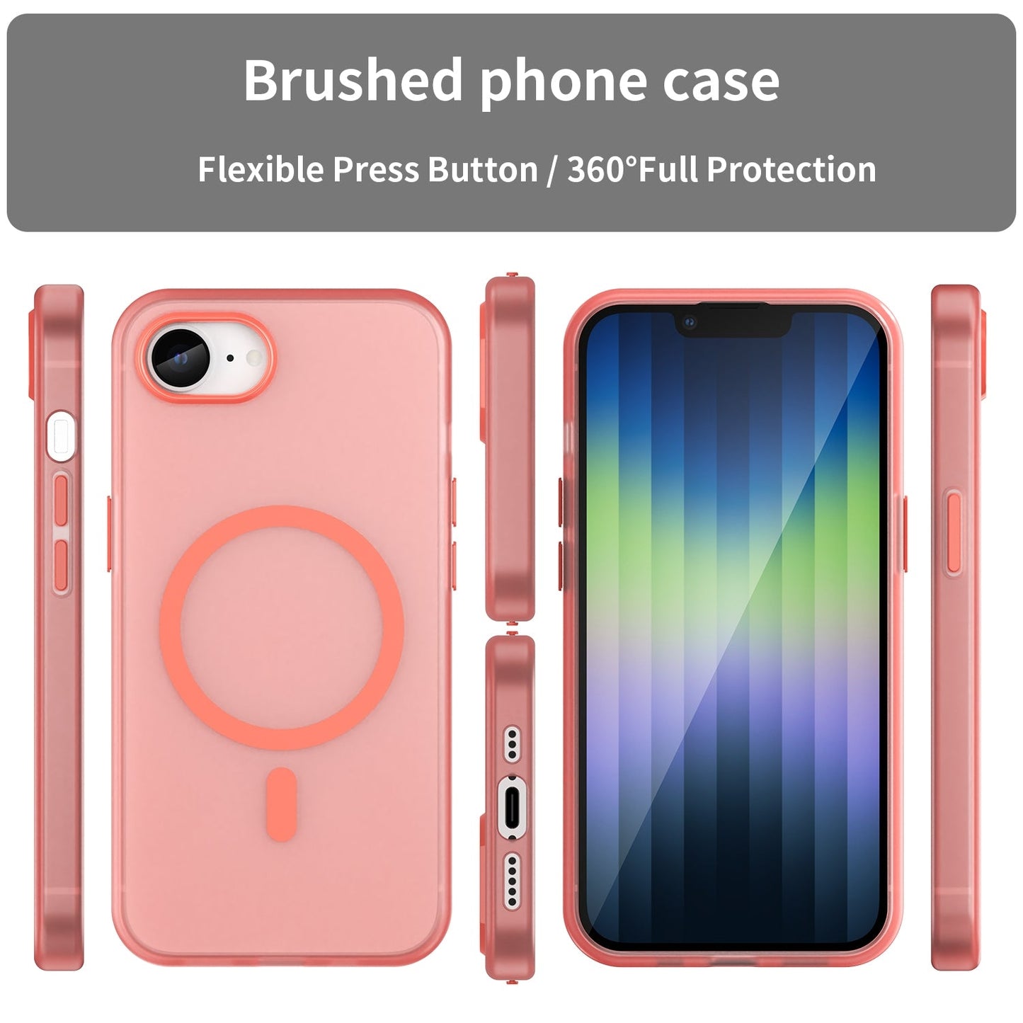 For iPhone 16e MagSafe Frosted Translucent TPU + PC Full Coverage Phone Case(Red)
