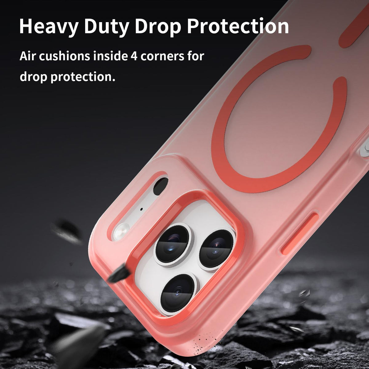 Compatible with iPhone 18 Pro MagSafe Frosted Translucent TPU + PC Full Coverage Phone Case - Red