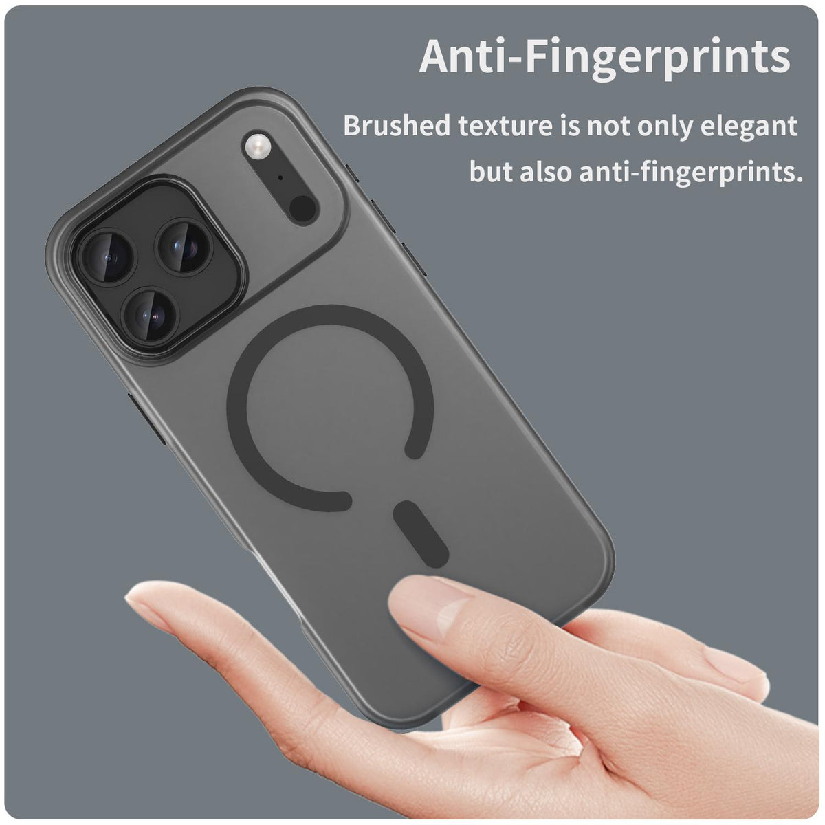 Compatible with iPhone 18 Pro Max MagSafe Frosted Translucent TPU + PC Full Coverage Phone Case - Black