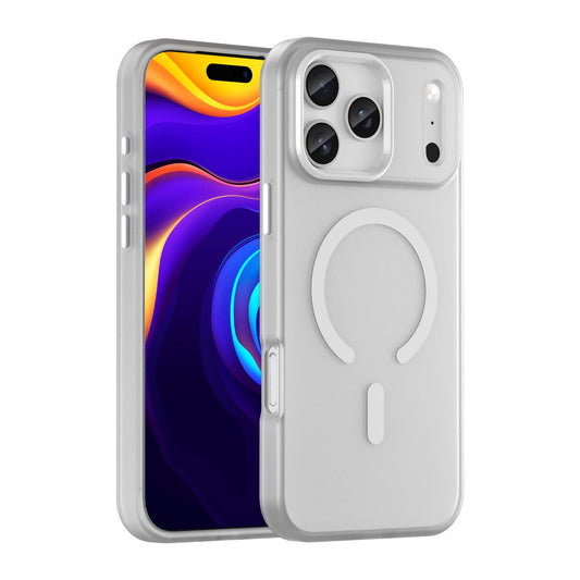 Compatible with iPhone 18 Pro Max MagSafe Frosted Translucent TPU + PC Full Coverage Phone Case - White