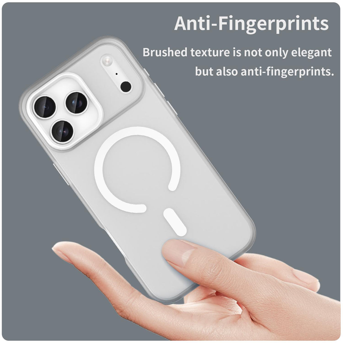 Compatible with iPhone 18 Pro Max MagSafe Frosted Translucent TPU + PC Full Coverage Phone Case - White