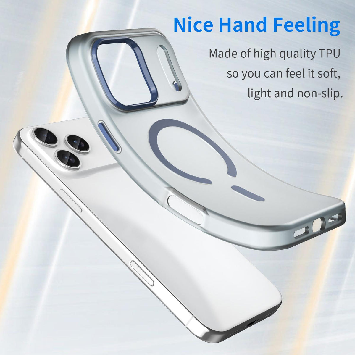 Compatible with iPhone 18 Pro Max MagSafe Frosted Translucent TPU + PC Full Coverage Phone Case - Dark Blue