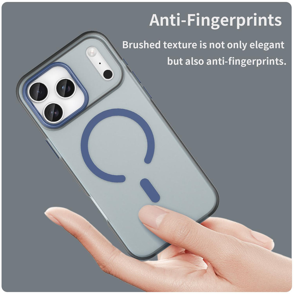 Compatible with iPhone 18 Pro Max MagSafe Frosted Translucent TPU + PC Full Coverage Phone Case - Dark Blue