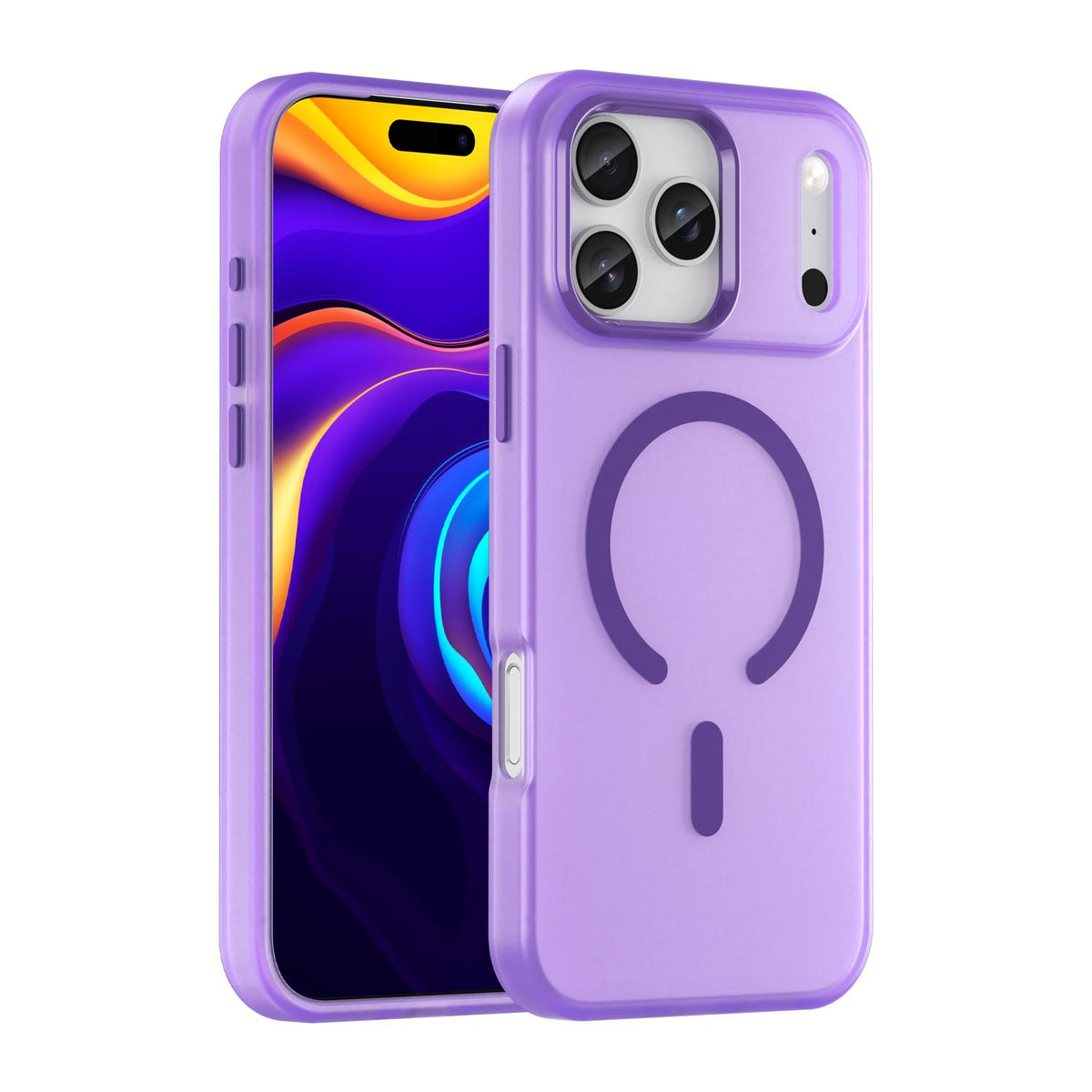 Compatible with iPhone 18 Pro Max MagSafe Frosted Translucent TPU + PC Full Coverage Phone Case - Dark Purple