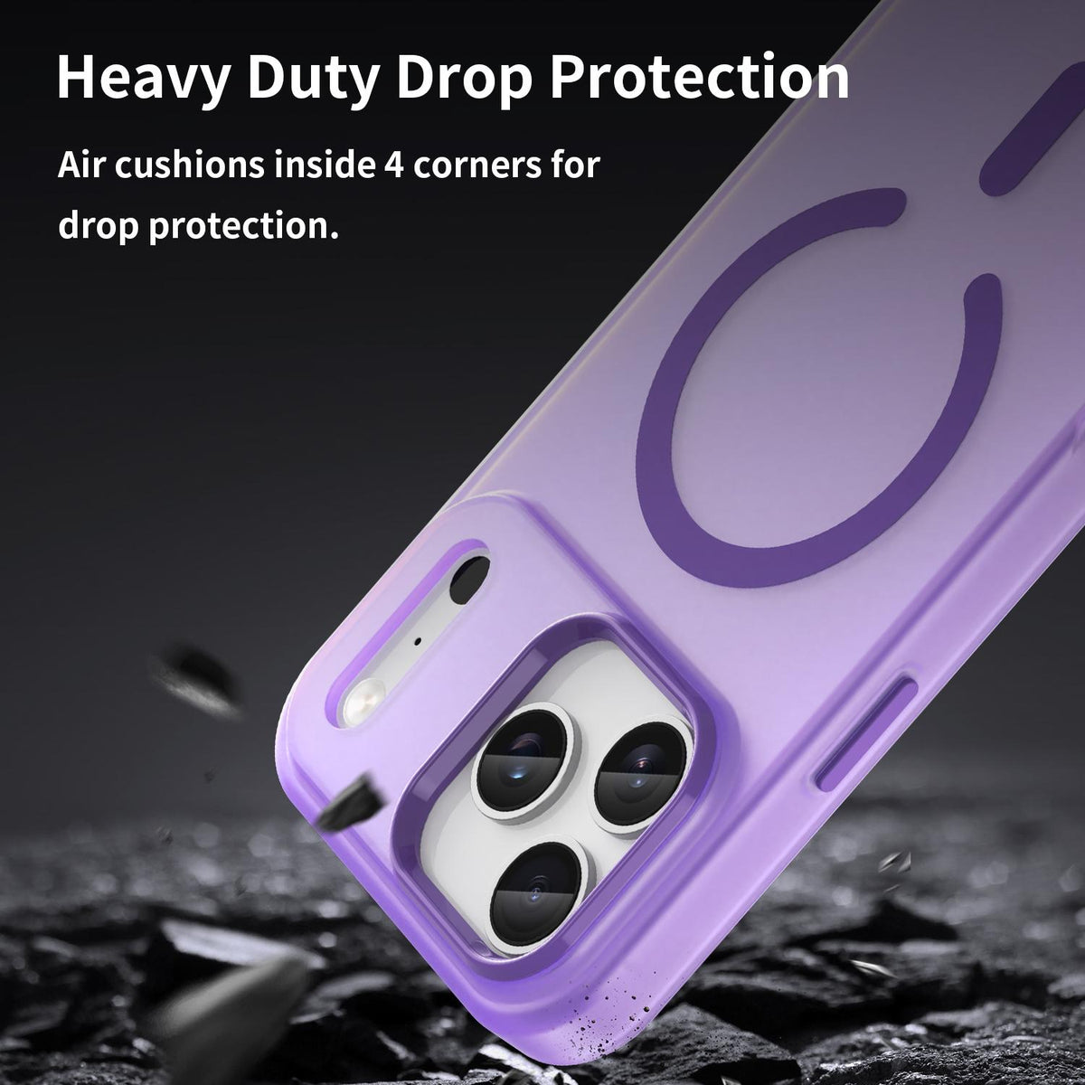 Compatible with iPhone 18 Pro Max MagSafe Frosted Translucent TPU + PC Full Coverage Phone Case - Dark Purple