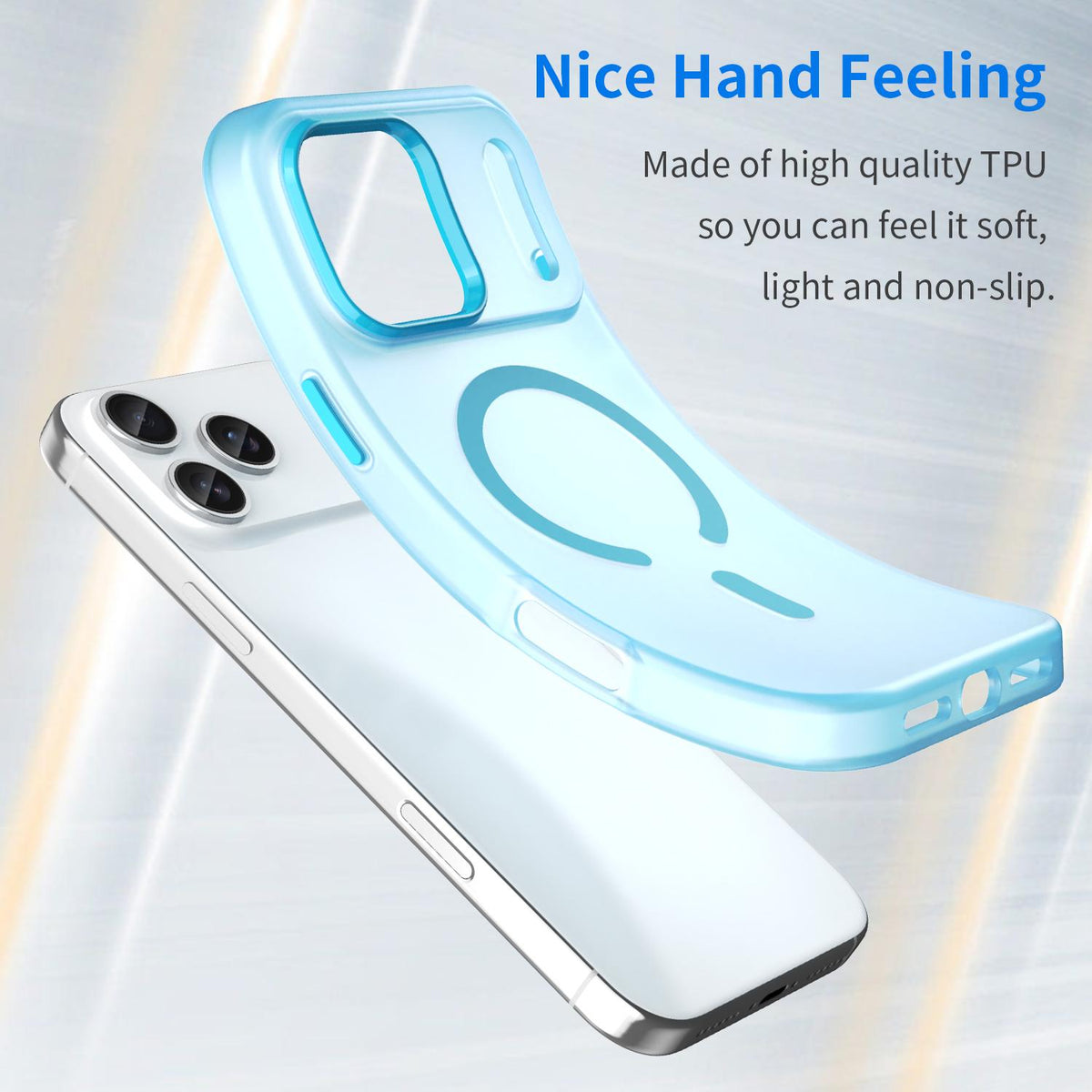 Compatible with iPhone 18 Pro Max MagSafe Frosted Translucent TPU + PC Full Coverage Phone Case - Blue