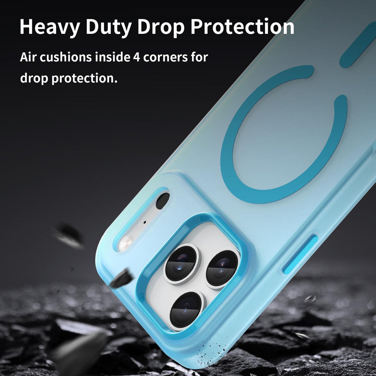 Compatible with iPhone 18 Pro Max MagSafe Frosted Translucent TPU + PC Full Coverage Phone Case - Blue