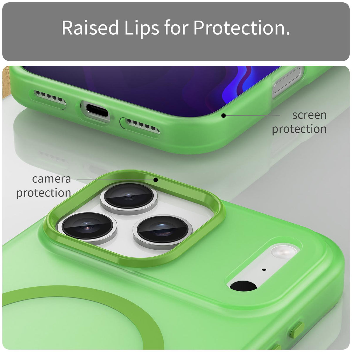Compatible with iPhone 18 Pro Max MagSafe Frosted Translucent TPU + PC Full Coverage Phone Case - Green