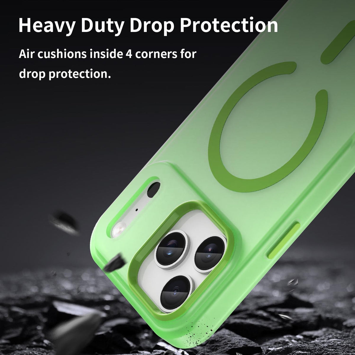 Compatible with iPhone 18 Pro Max MagSafe Frosted Translucent TPU + PC Full Coverage Phone Case - Green