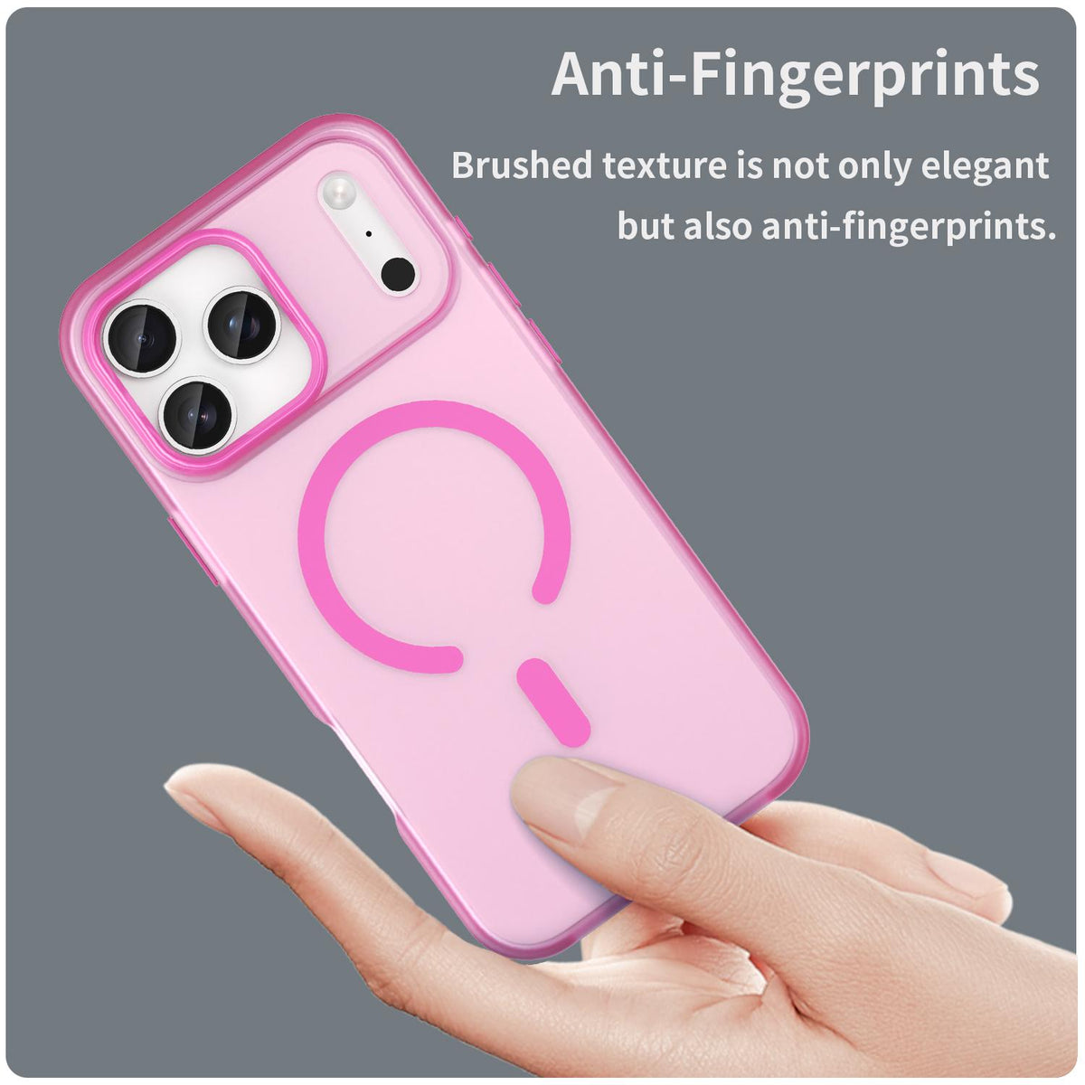 Compatible with iPhone 18 Pro Max MagSafe Frosted Translucent TPU + PC Full Coverage Phone Case - Pink
