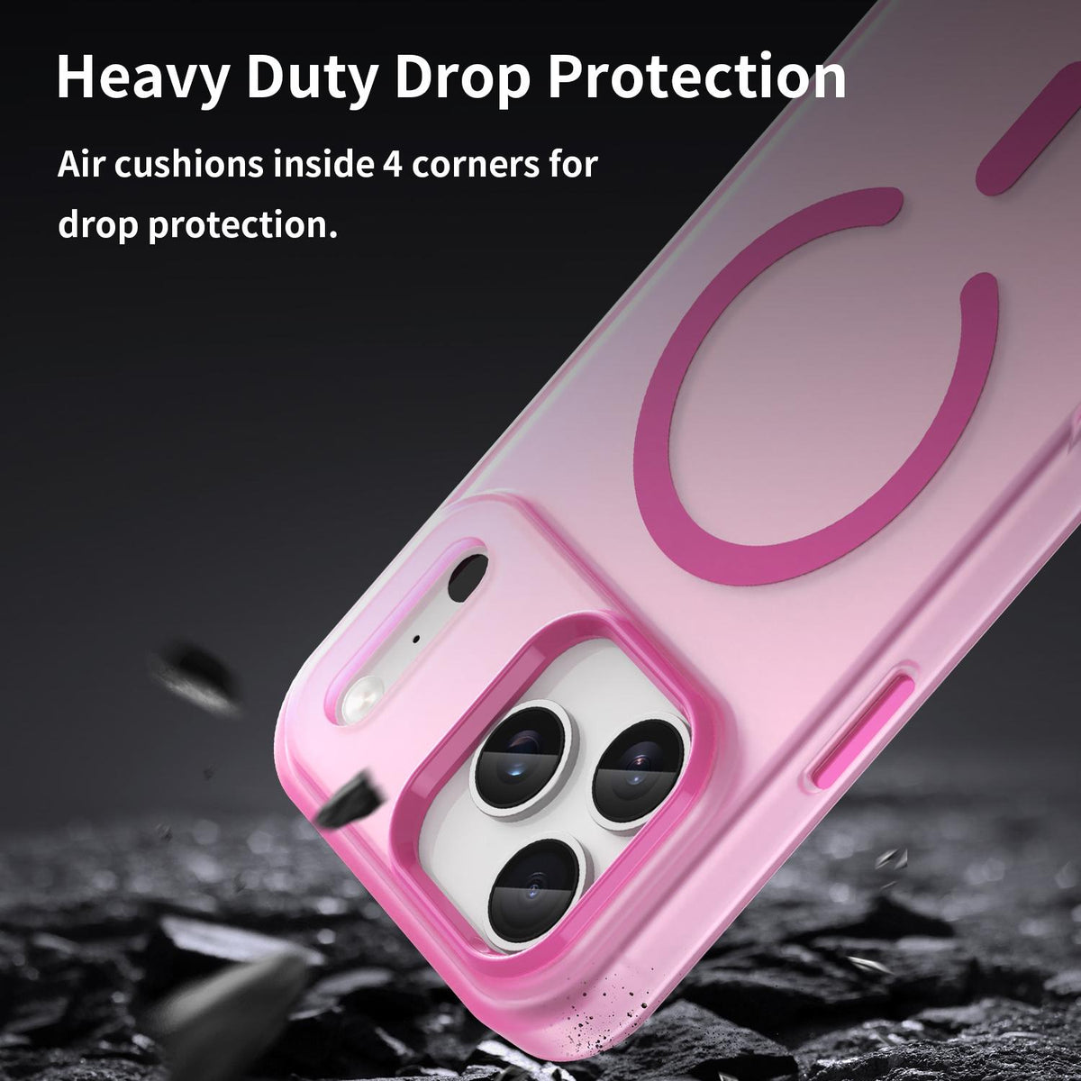 Compatible with iPhone 18 Pro Max MagSafe Frosted Translucent TPU + PC Full Coverage Phone Case - Pink