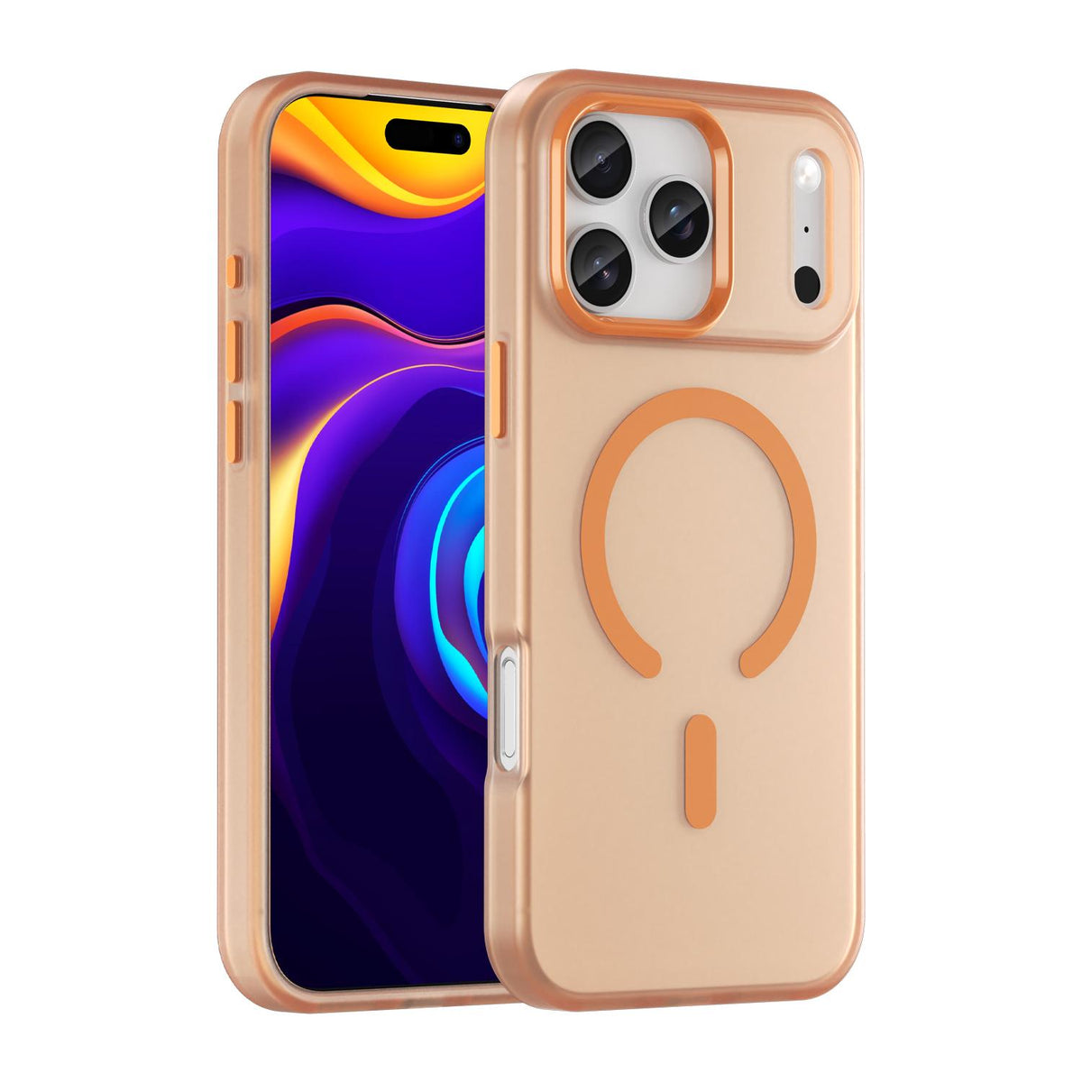 Compatible with iPhone 18 Pro Max MagSafe Frosted Translucent TPU + PC Full Coverage Phone Case - Orange