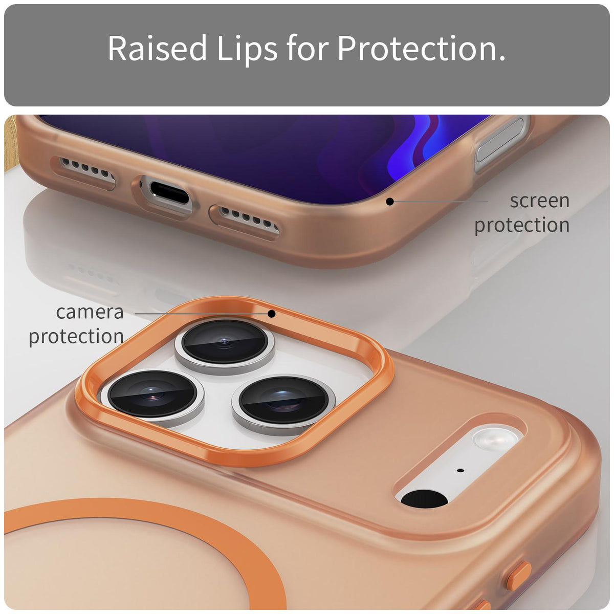 Compatible with iPhone 18 Pro Max MagSafe Frosted Translucent TPU + PC Full Coverage Phone Case - Orange