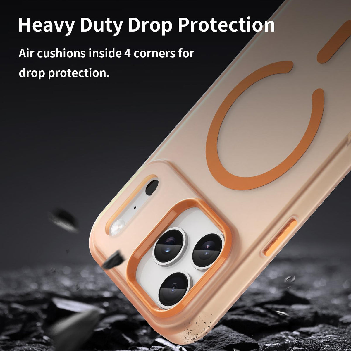 Compatible with iPhone 18 Pro Max MagSafe Frosted Translucent TPU + PC Full Coverage Phone Case - Orange
