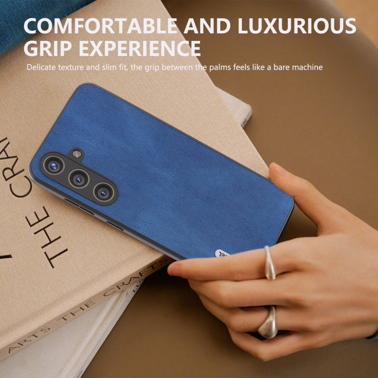 For Samsung Galaxy S24 5G ABEEL Retro Texture PU Phone Case(Blue)