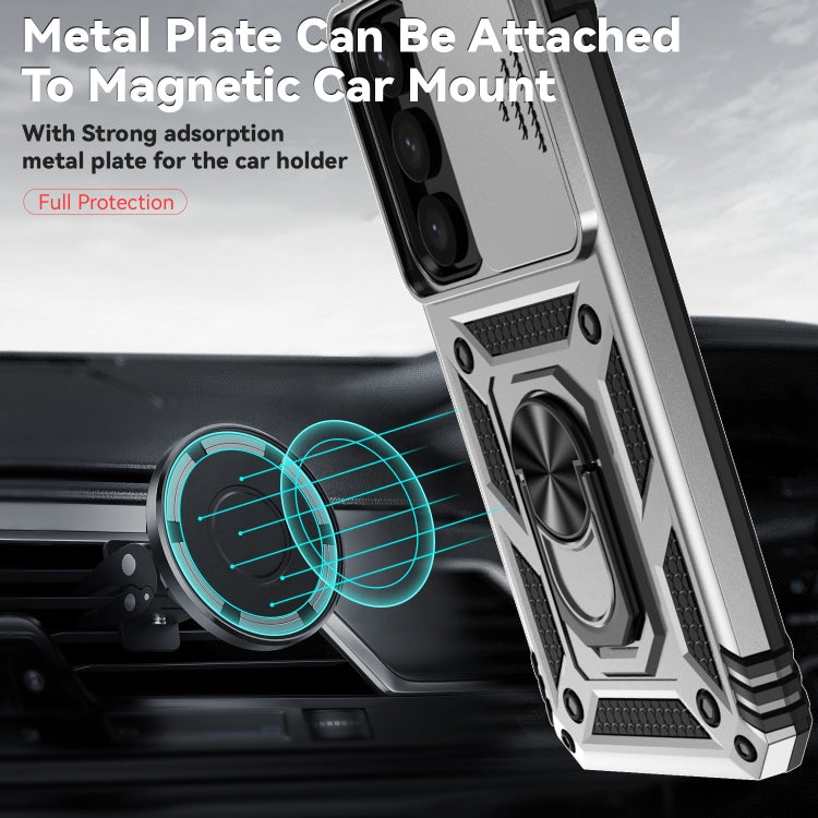 For Samsung Galaxy S24 5G Sliding Camshield Holder Phone Case(Silver)