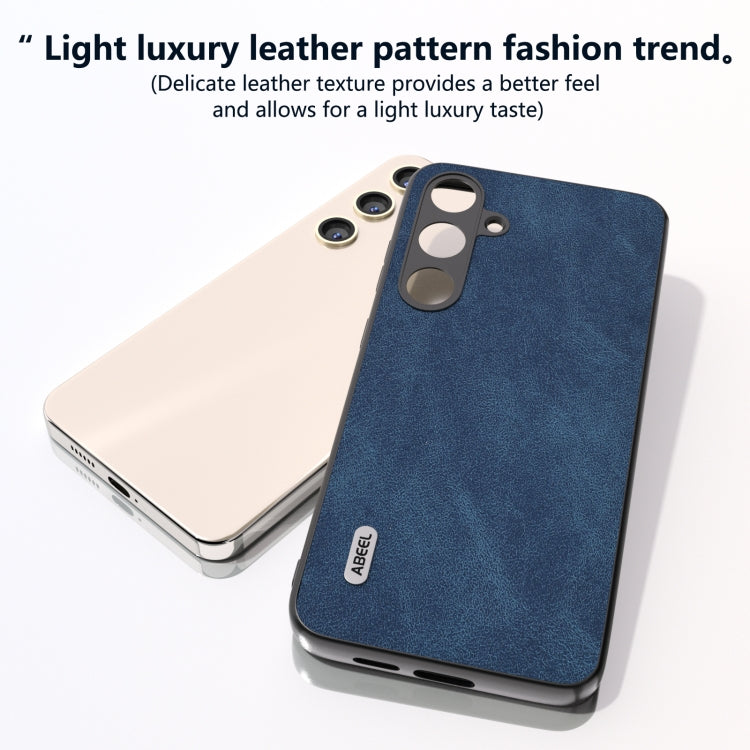 For Samsung Galaxy S24 5G ABEEL Elegant Series PU Leather Black Edge Phone Case(Blue)