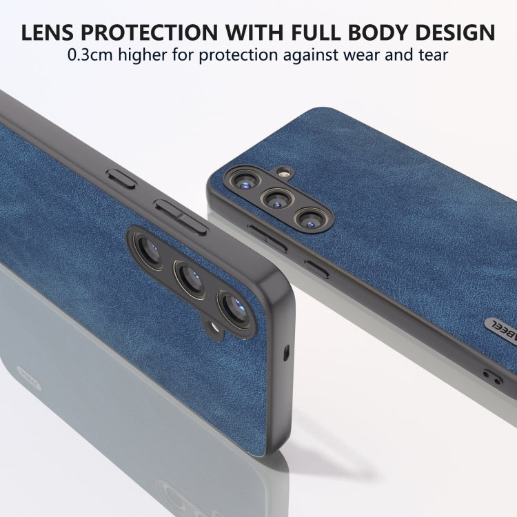 For Samsung Galaxy S24 5G ABEEL Elegant Series PU Leather Black Edge Phone Case(Blue)