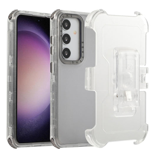 For Samsung Galaxy S24 5G Frosted PC+TPU Phone Case with Back Clip(Transparent Black)