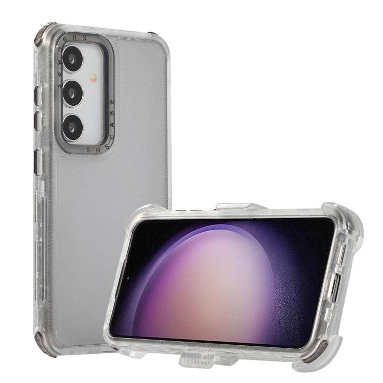 For Samsung Galaxy S24 5G Frosted PC+TPU Phone Case with Back Clip(Transparent Black)