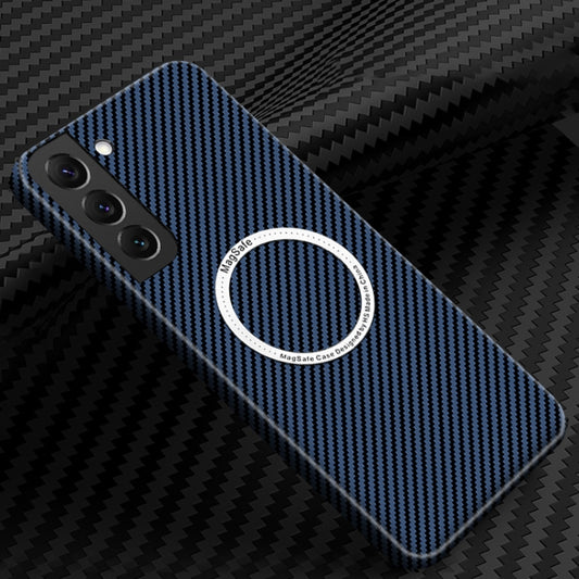 For Samsung Galaxy S24 5G Carbon Fiber Texture MagSafe Magnetic Phone Case(Blue)