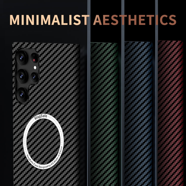 For Samsung Galaxy S24 5G Carbon Fiber Texture MagSafe Magnetic Phone Case(Black Red)