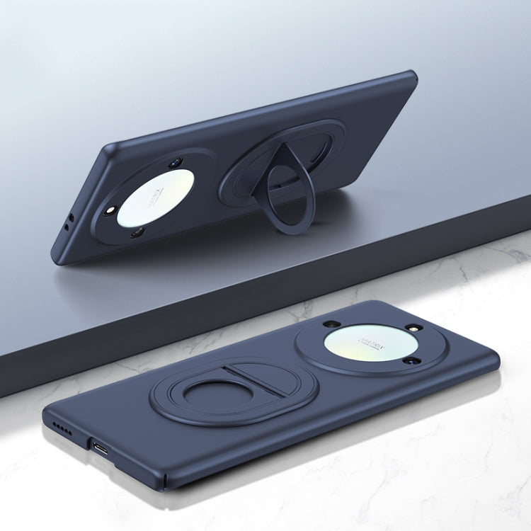 For Honor X40 Magsafe Hidden Fold Holder Full Coverage Shockproof Phone Case(Blue)