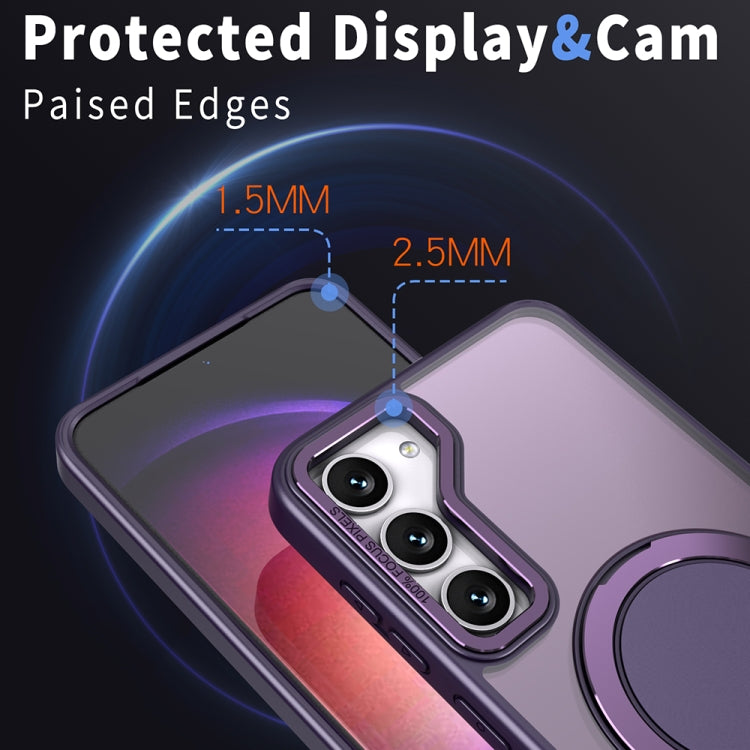For Samsung Galaxy S24 5G 360-degree Rotating MagSafe Magnetic Holder Phone Case(Purple)