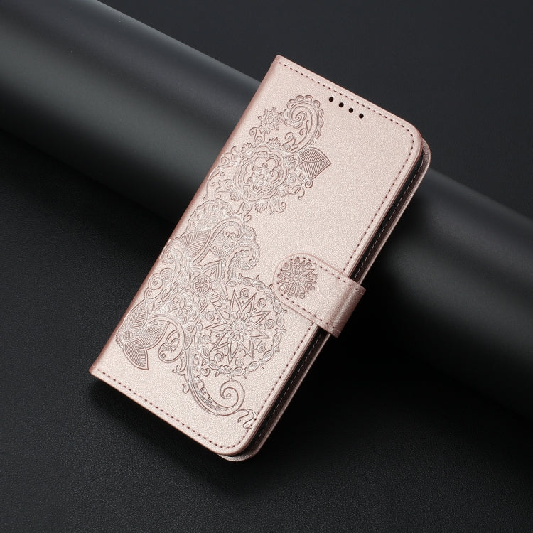 For Honor 100 Datura Flower Embossed Flip Leather Phone Case(Rose Gold)