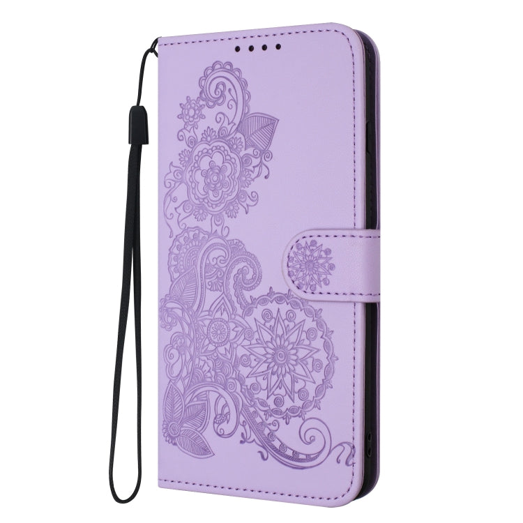 For Honor 100 Datura Flower Embossed Flip Leather Phone Case(Purple)