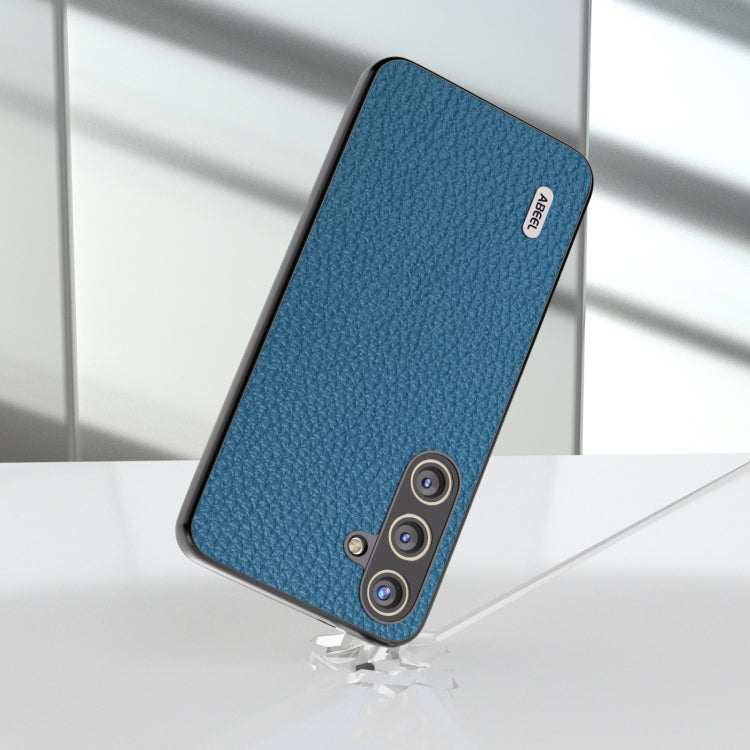 For Samsung Galaxy S24 5G ABEEL Genuine Leather Litchi Texture Phone Case(Blue)