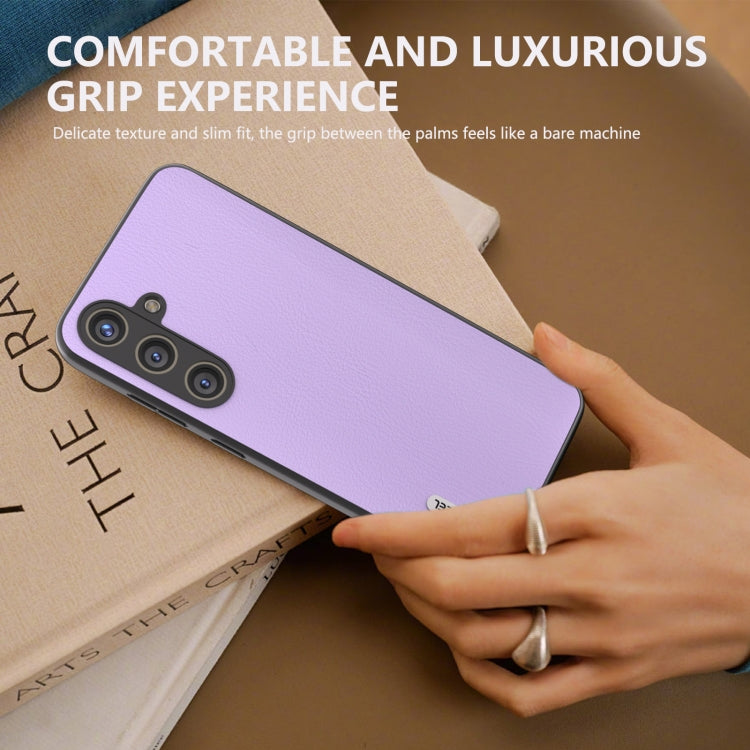 For Samsung Galaxy S24 5G ABEEL Ecological Leather Shockproof PU Phone Case(Purple)