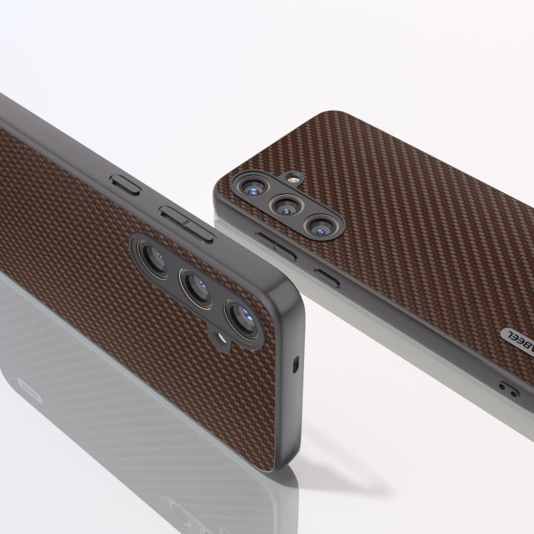For Samsung Galaxy S24 5G ABEEL Carbon Fiber Texture Protective Phone Case(Dark Brown)