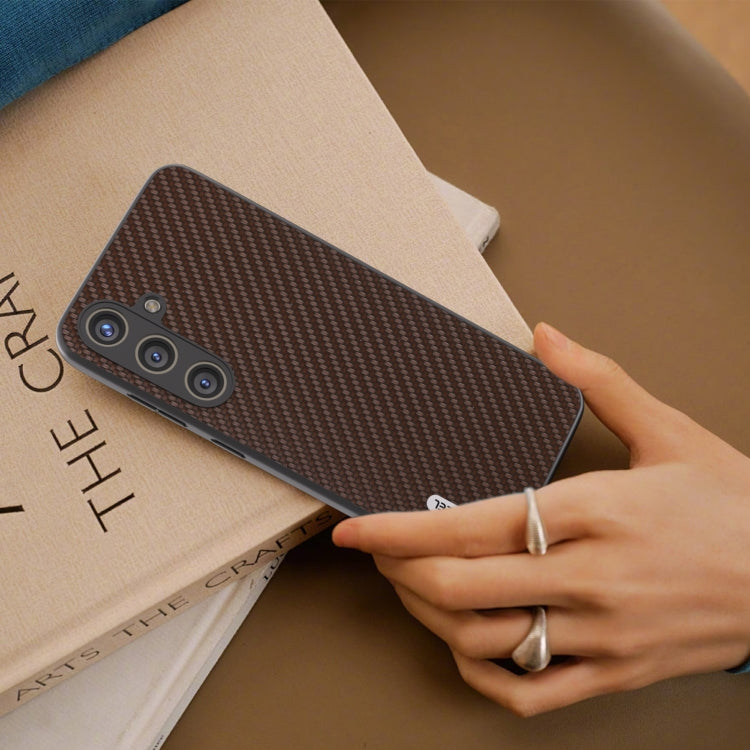 For Samsung Galaxy S24 5G ABEEL Carbon Fiber Texture Protective Phone Case(Dark Brown)