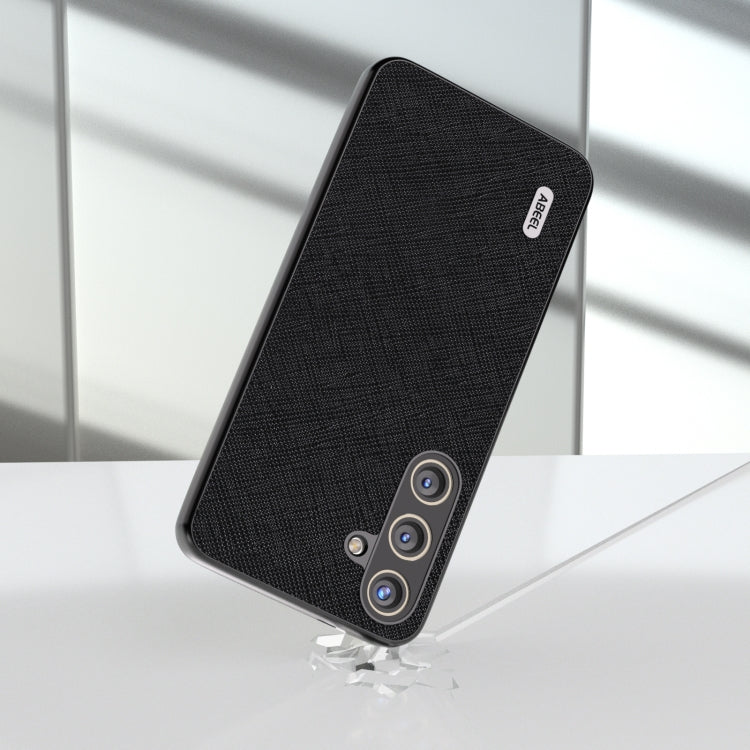 For Samsung Galaxy S24 5G ABEEL Cross Texture Genuine Leather Phone Case(Black)